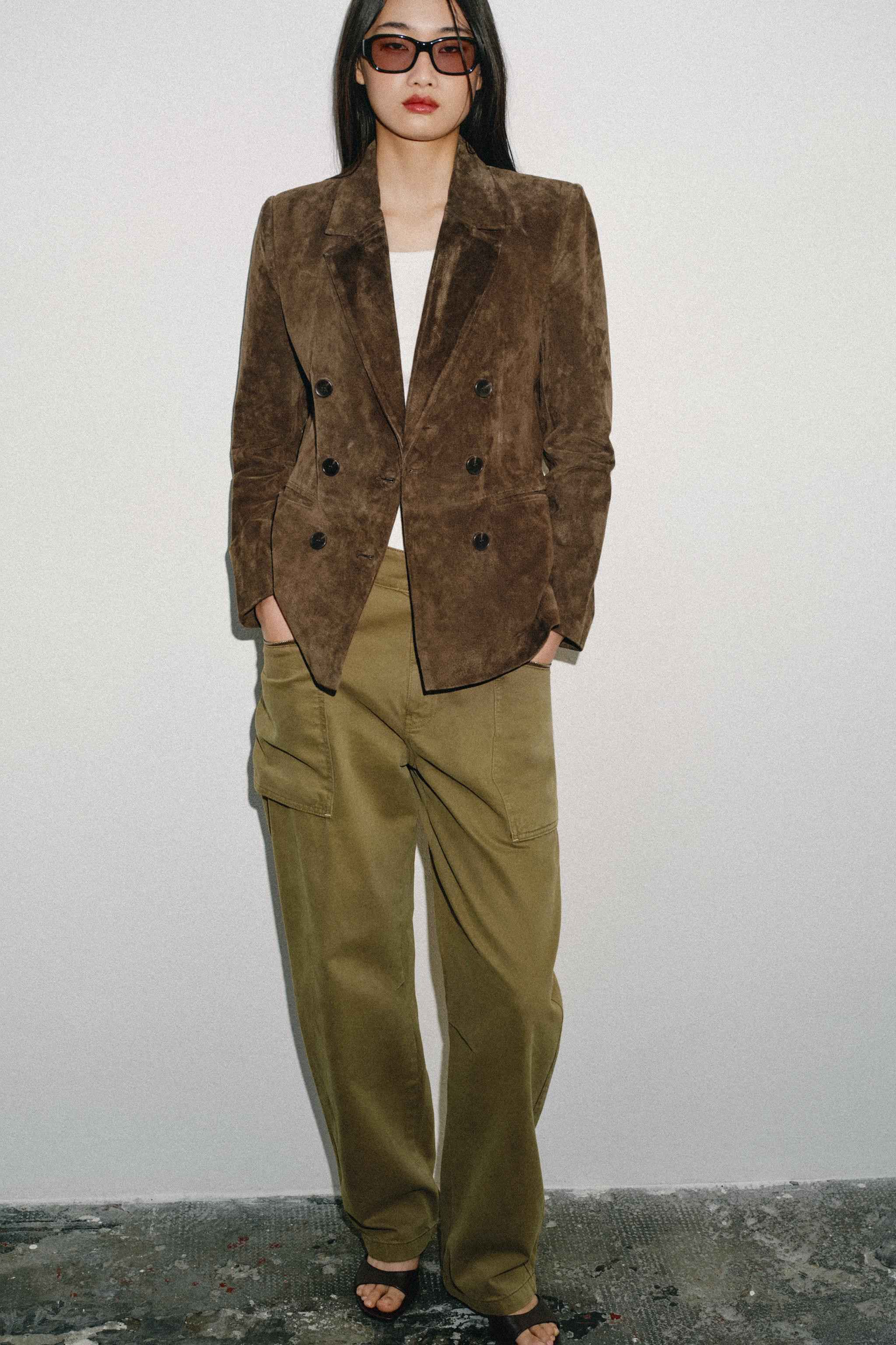 DOUBLE-BREASTED 100% SUEDE LEATHER BLAZER | Zara US