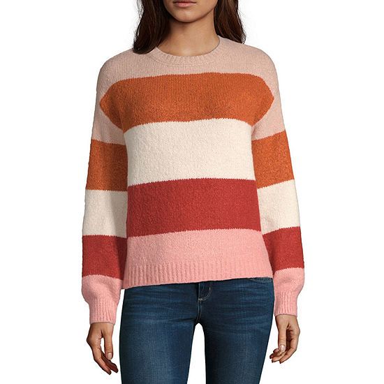 a.n.a Womens Crew Neck Long Sleeve Striped Pullover Sweater | JCPenney