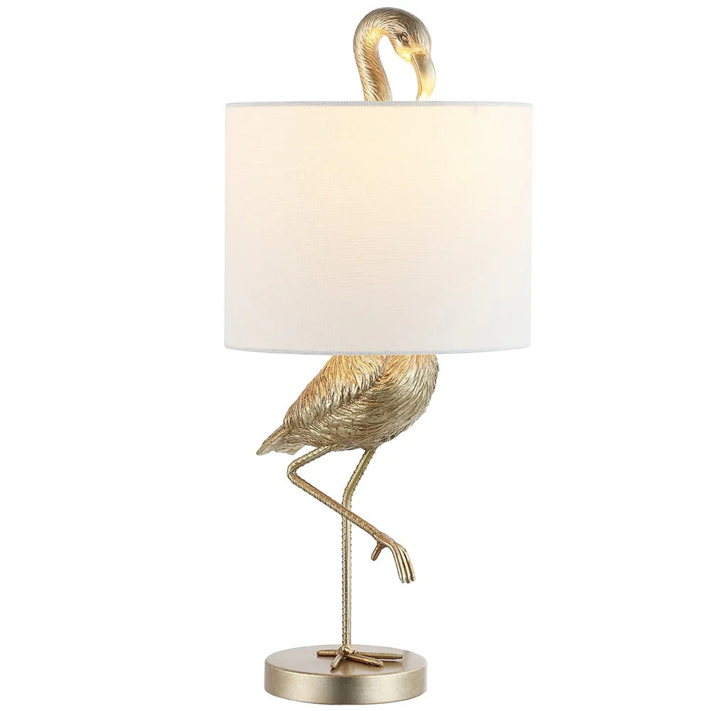 Aaliyah 25in Champaign Gold Resin Table Lamp with White Linen Shade - | Overstock