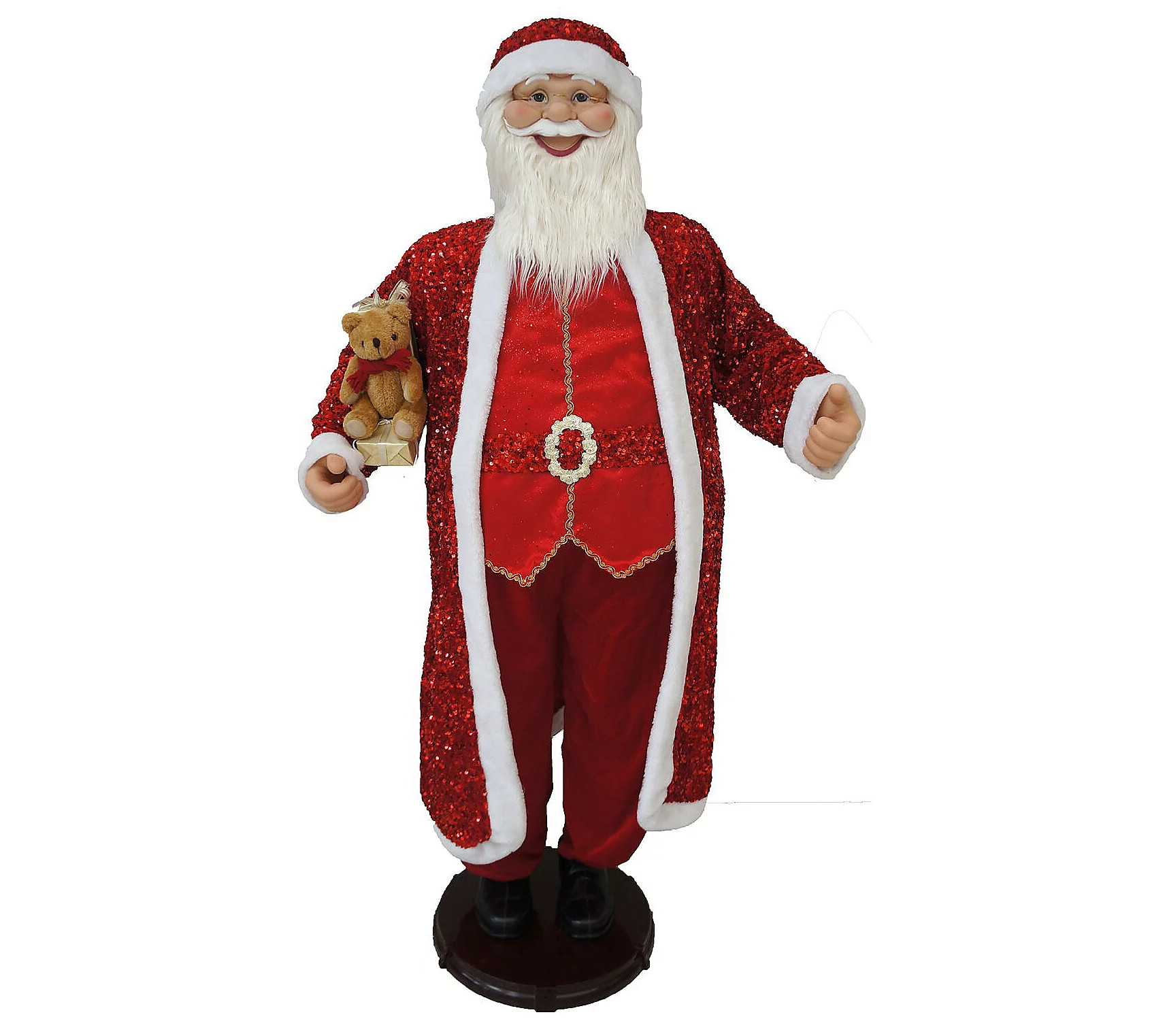 Fraser Hill Farm 58-In. Dancing Santa in Red Se quin Suit with | QVC