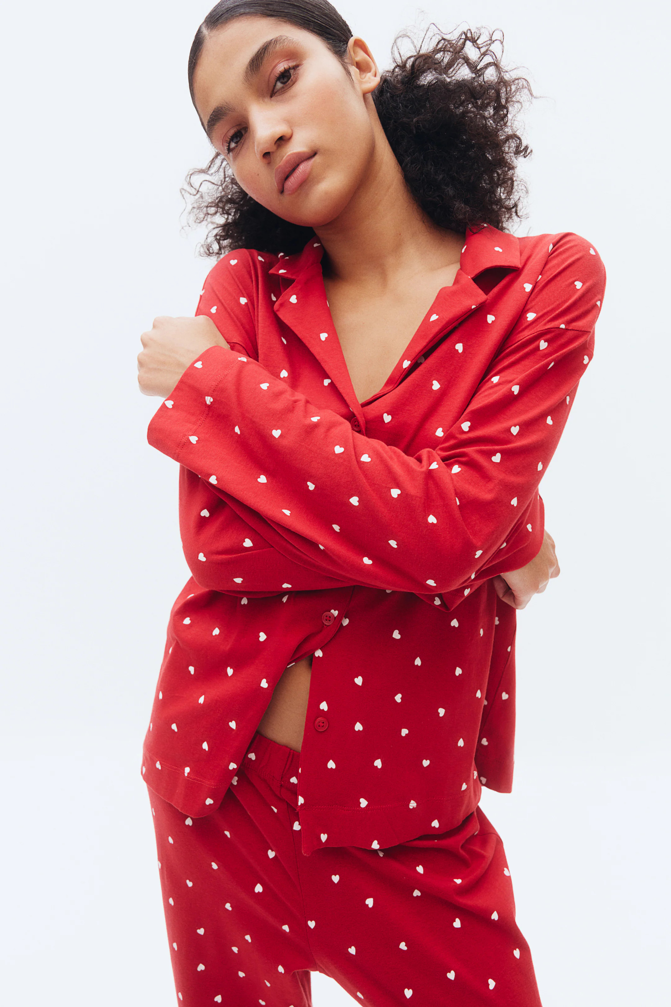 Gemusterter Jerseypyjama - Rot/Herzen - Ladies | H&M AT | H&M (DE, AT, CH, NL, FI)