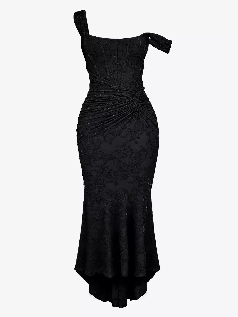 Cesca floral-print corseted stretch-woven maxi dress | Selfridges