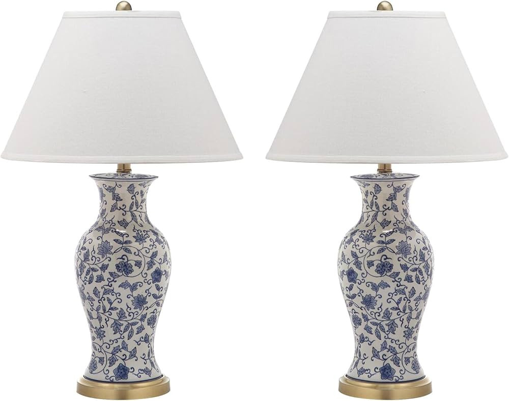 SAFAVIEH Lighting Collection Beijing Floral Blue/ White 29-inch Bedroom Living Room Home Office D... | Amazon (US)
