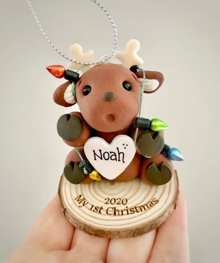 Click for more info about Reindeer Baby First Christmas Ornament Personalized. Baby Boy | Etsy