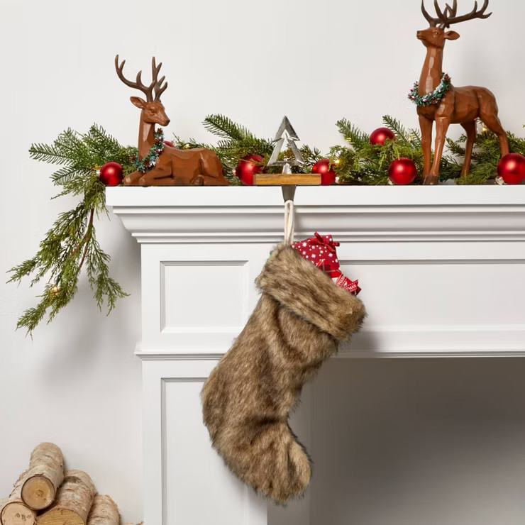 Faux Fur Christmas Stocking Light Brown - Wondershop™ | Target