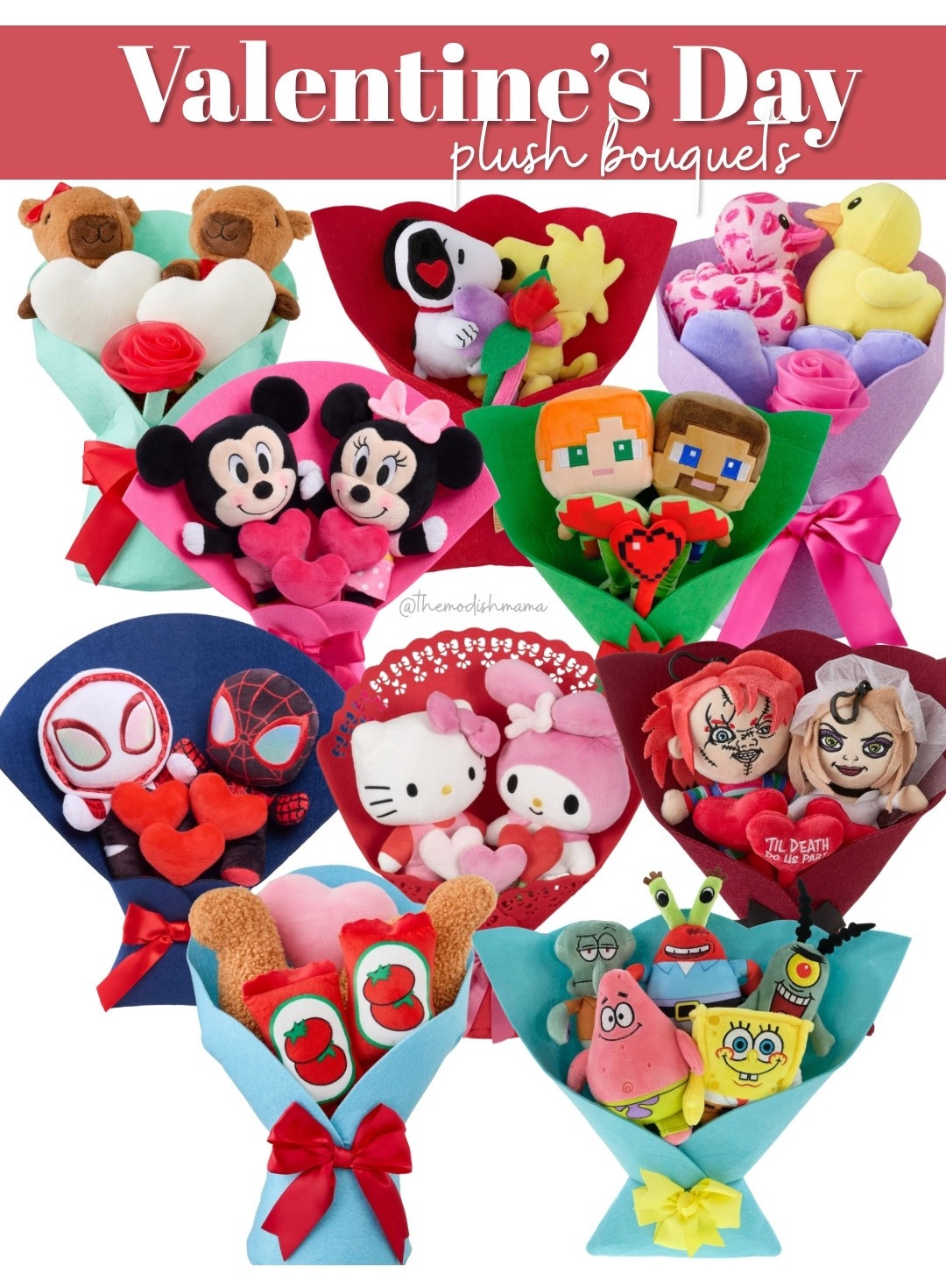 The adorable Valentine’s Day plush bouquets that were so popular last year are back and with even more characters! Such a sweet gift idea or to use in love baskets. 

I love all the character options Hello Kitty, Spidey, Mickey and Minnie and more! 

#LTKFindsUnder50 #LTKSeasonal #LTKKids
