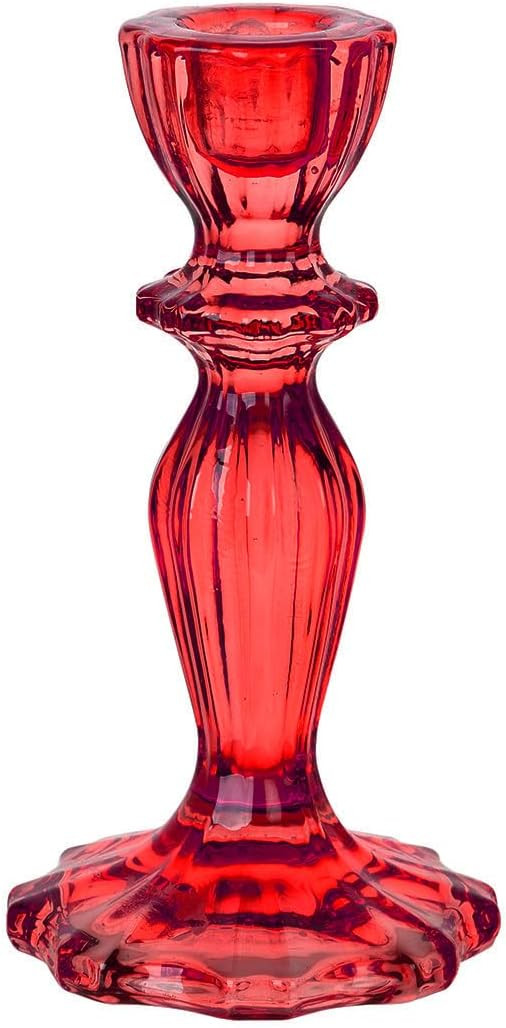 Talking Tables Red Glass Candlestick Holder | Decorative Taper Candle Stand for Indoor or Outdoor... | Amazon (US)