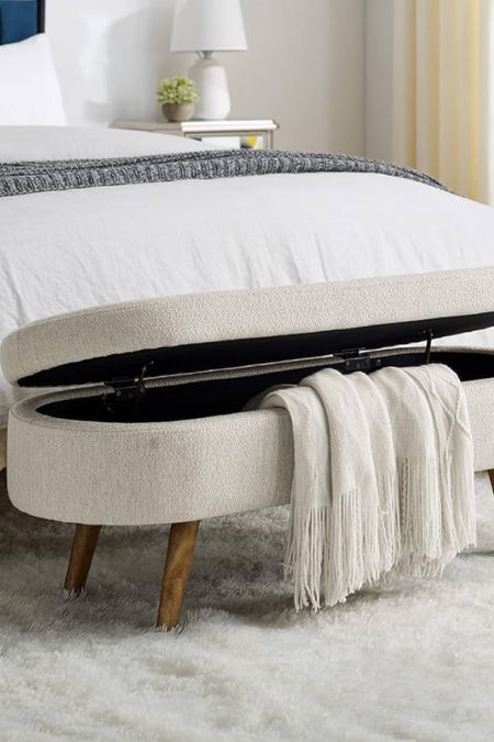 Organize your bedroom (and add seating!) with this beige oval storage bench.

#LTKHome