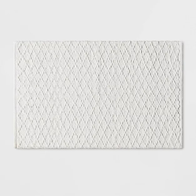 Diamond Stripe Bath Rug White - Threshold™ | Target