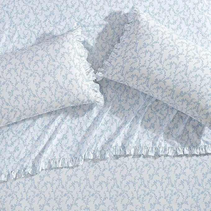 Laura Ashley - King Pillowcase Set, Breathable Percale Cotton Bedding, Floral Home Decor (Victori... | Amazon (US)