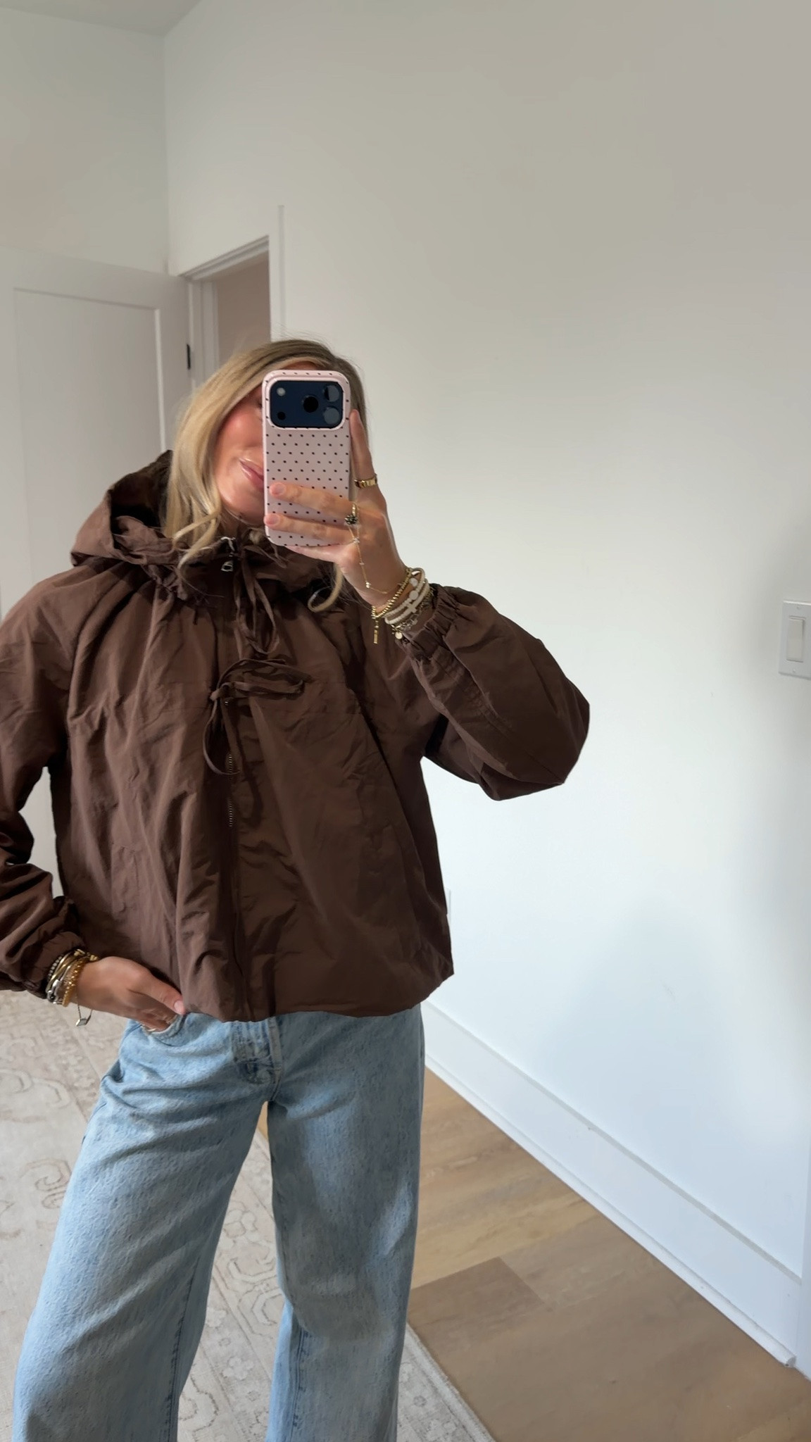 Amazon size small Xunger Women's Gathered Hooded Jacket Casual Loose Fit Bow Detail Coat Drawstring Hem Long Sleeve Outerwear with Pockets

#LTKootd #LTKSaleAlert #LTKSeasonal