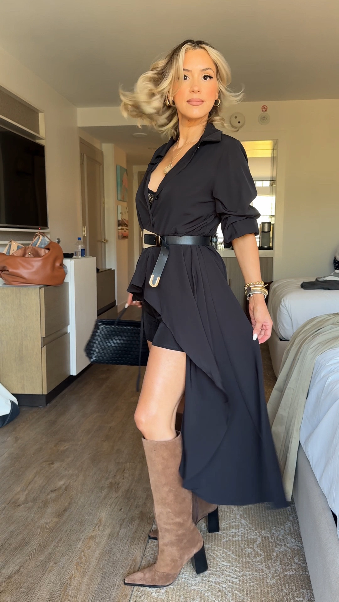 Amazon summit fall chic outfit 😍😍

Size small in shirt dress! 
OK, so the exact shorts are actually part of the black two piece set that I linked down below. They're the only shorts that match the exact same fabric as the top. I know it seems crazy to have to buy the set, but otherwise I can't find shorts that are the same thin polyester fabric as the top and it's important that they match for a cohesive look. 

#LTKU #LTKStyleTip #LTKSeasonal