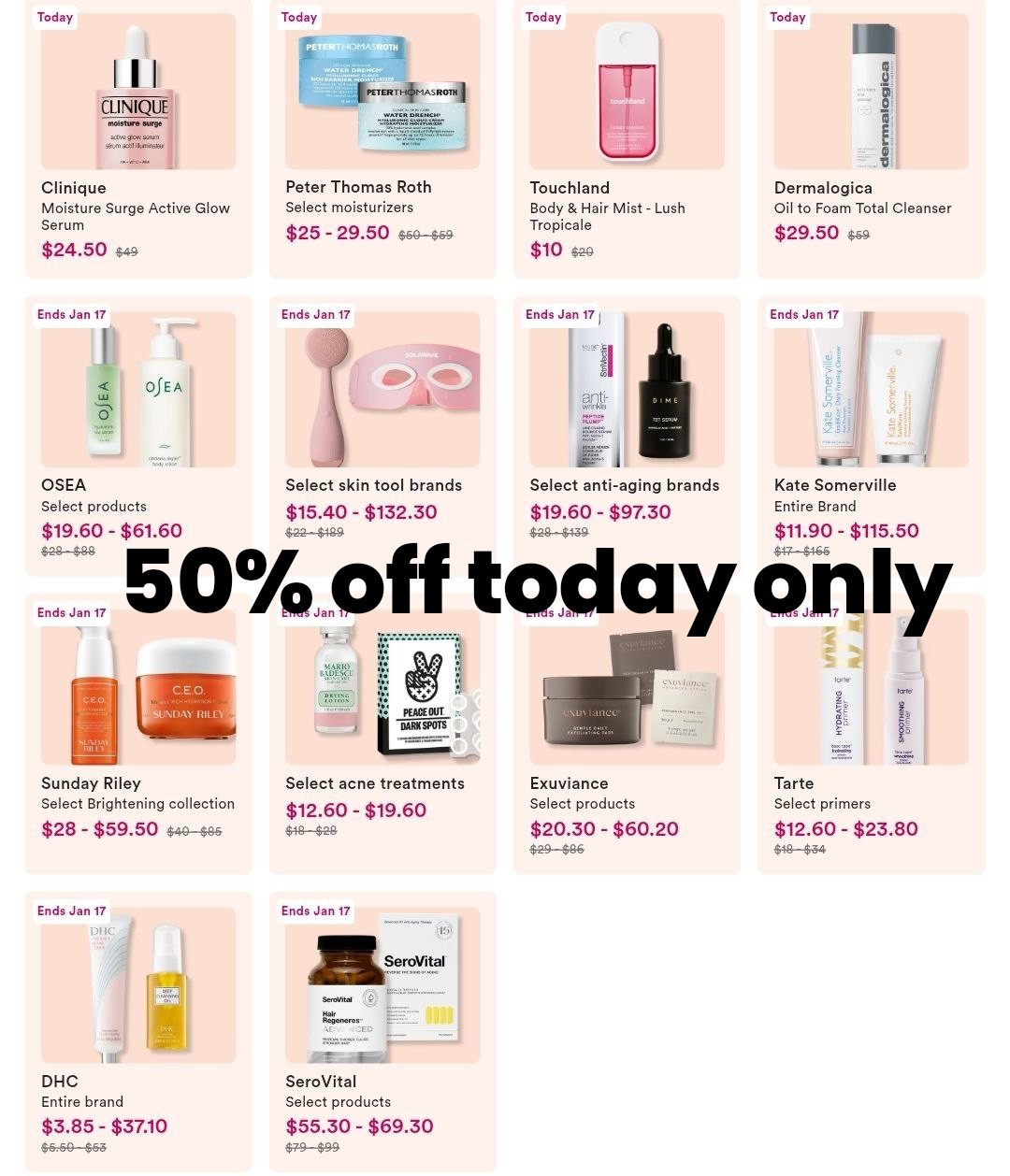 Today only 50% off beauty.



#ultabeauty #rundeals #skincare 

#LTKSaleAlert #LTKBeauty #LTKselfcare