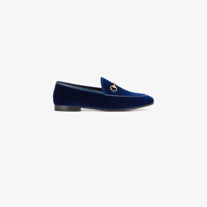 Gucci Blue Velvet Jordaan loafers | Browns Fashion