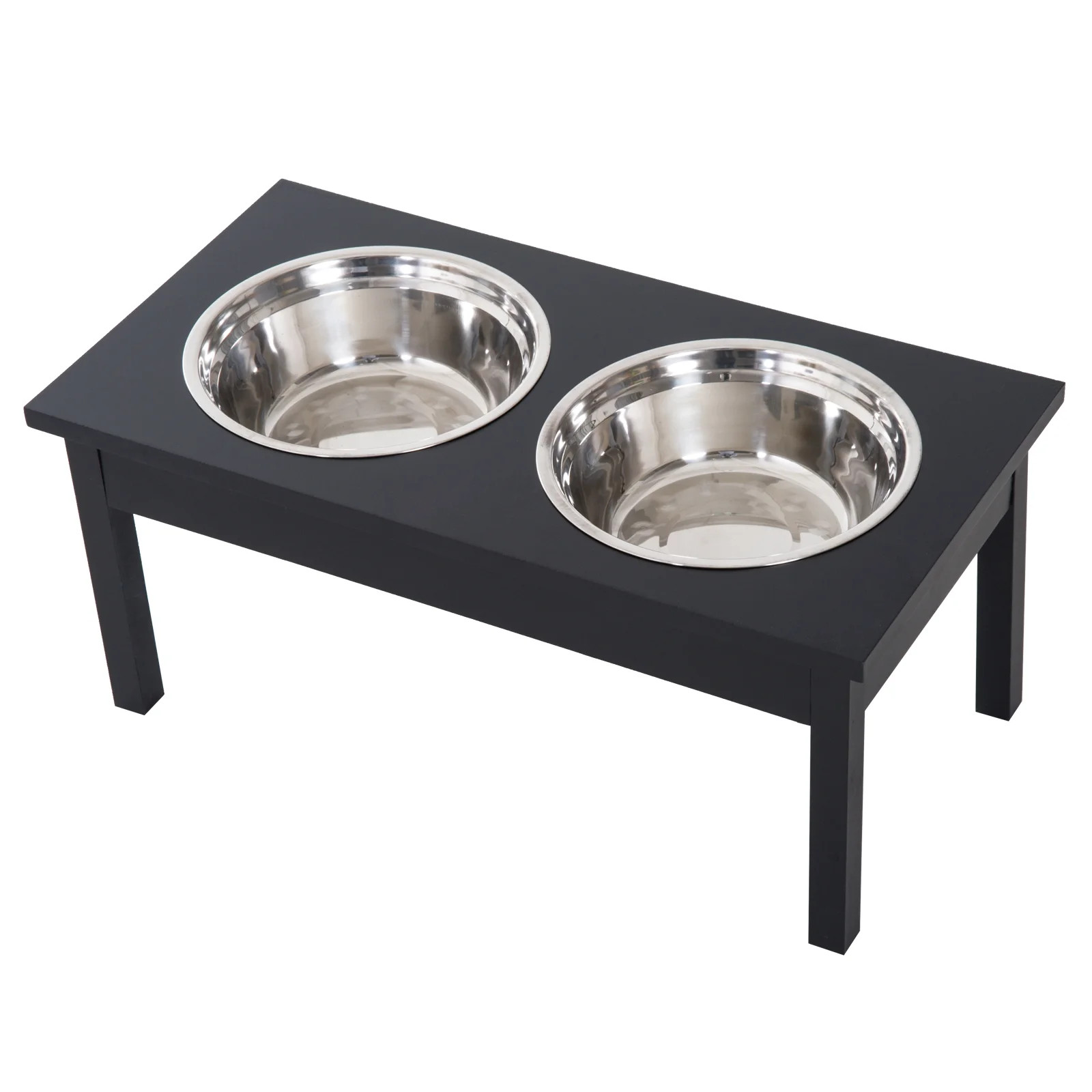 Pawhut 23” Wooden Heavy Duty Dog Food Bowls, Elevated Feeding Station -Black | Walmart (US)