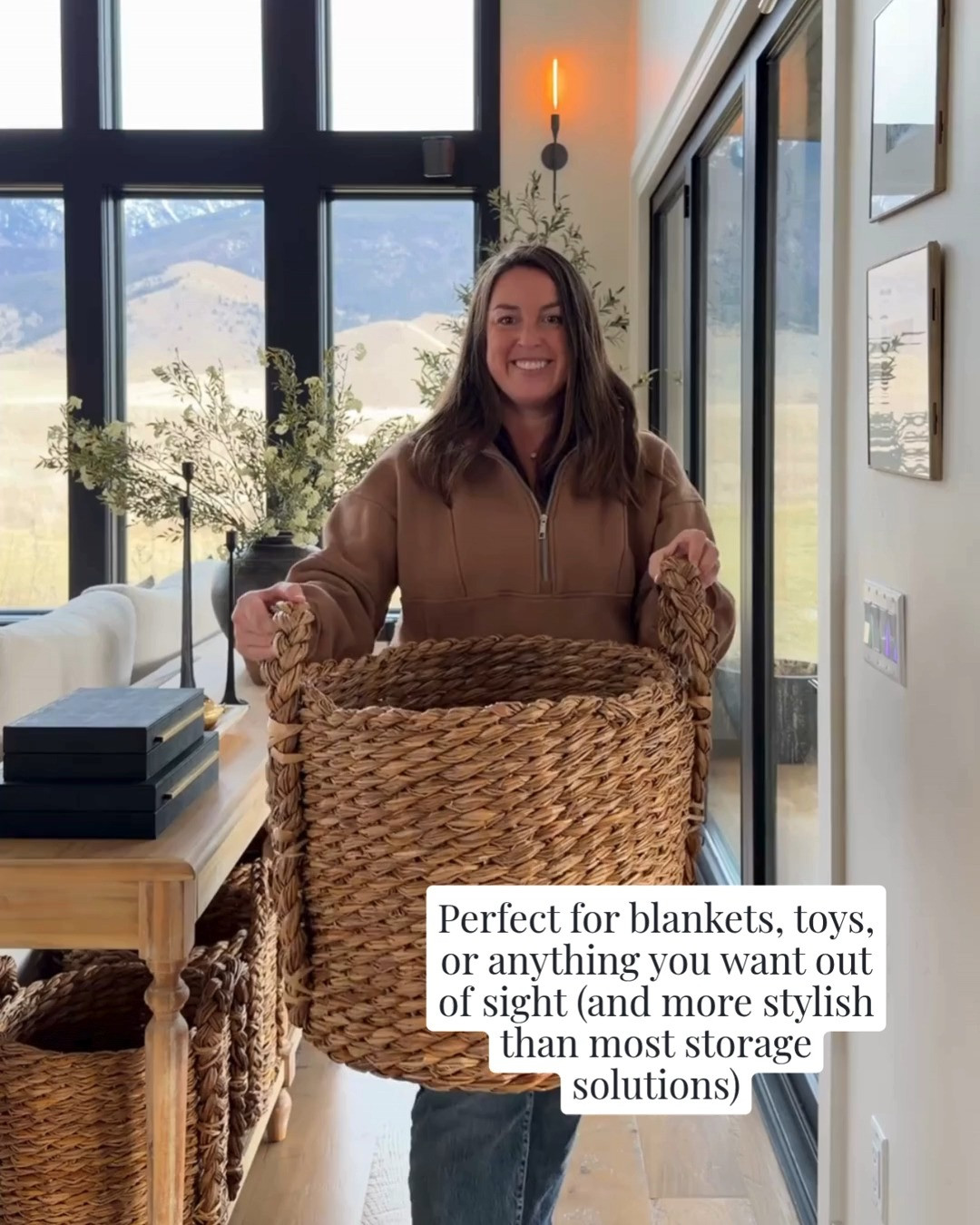 A big basket is one of those pieces you end up using everywhere. It adds warmth and texture while giving you an easy place to throw blankets, toys, or anything you don’t want out.

Practical, but it makes the whole space feel more put together. 

 #LTKmomlife #LTKvlog #LTKHome