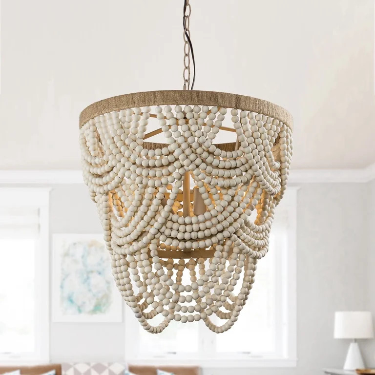 Parrot Uncle 4-Light 3-Tier Bohemian Iron and Wood Chandelier | Walmart (US)