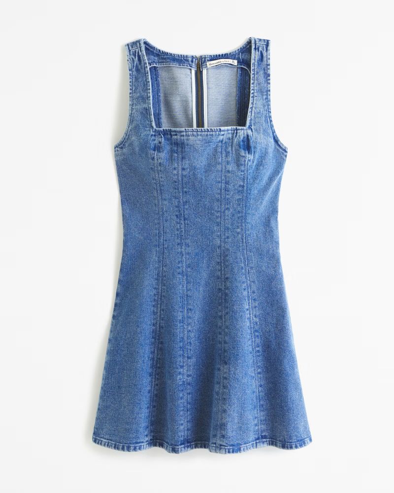 Denim A-Line Mini Dress | Abercrombie & Fitch (US)