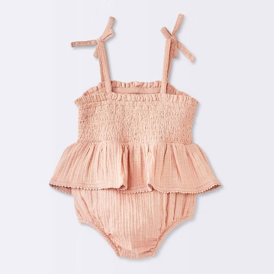 Baby Girls' Crochet Romper - Cloud Island™ Pink 0-3M | Target