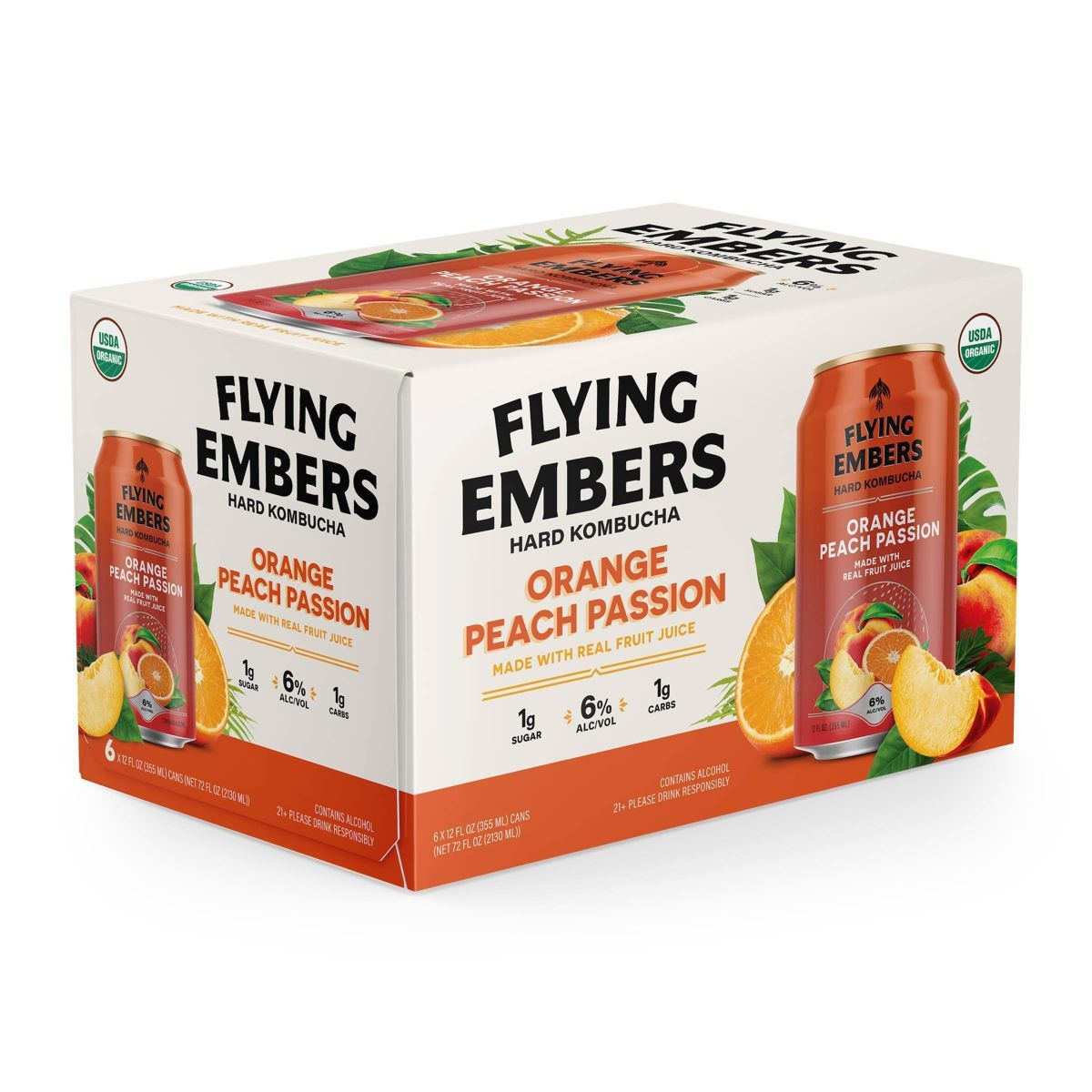 Flying Embers Orange Passion Mimosa Hard Kombucha - 6pk/ 12 fl oz Cans | Target