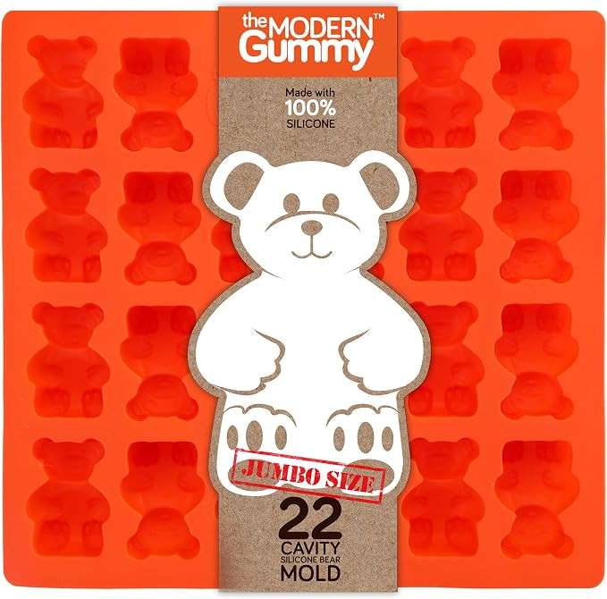 Jumbo Size Gummy Bear Mold, Makes 22 Bears, Food Grade Silicone to Make Candy, Soap, Gelatin, Cup... | Amazon (US)