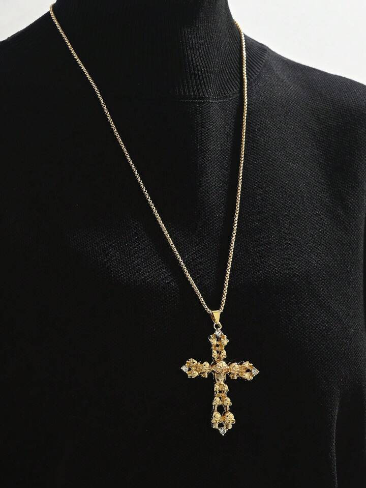 1 pezzo collana con ciondolo a croce dal design antico barocco a rilievo con teschio adatto per l... | SHEIN