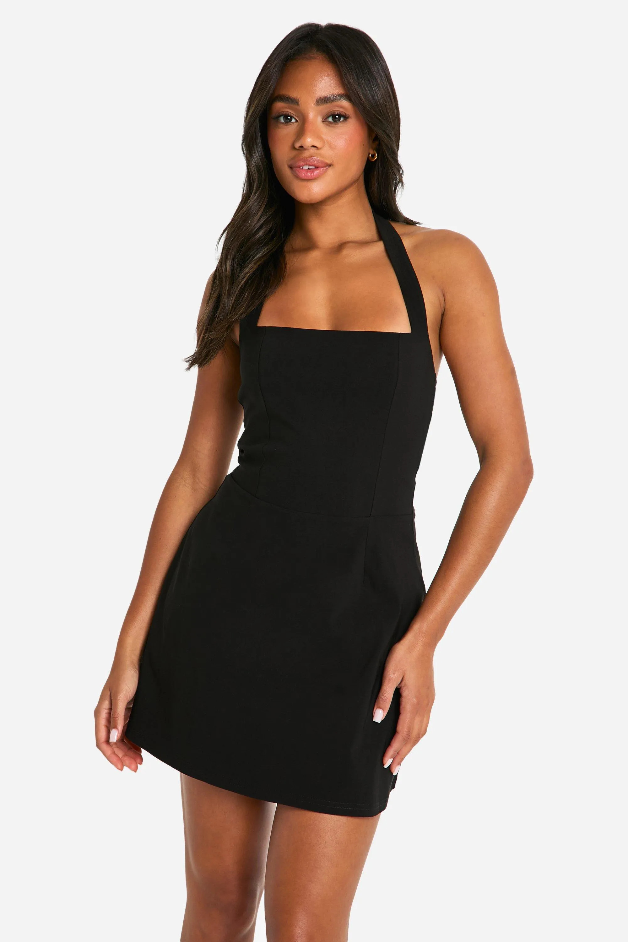 Bengaline Square Neck Skater Dress | Boohoo.com (UK & IE)