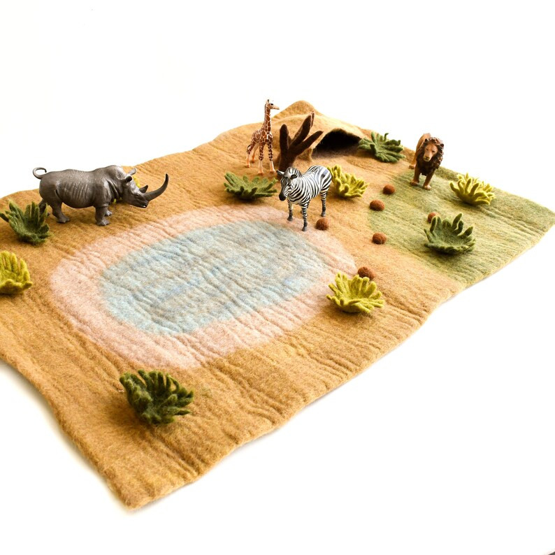 Large Safari Play Mat / Playscape Made From Wool Felt / Play Mat for Play Table or Floor - Etsy | Etsy (US)