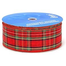 Berwick 2-1/2-Inch Wide by 50-Yard Spool Wired Edge Clarkston Craft Ribbon, Red/Green/Gold | Amazon (US)