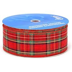 Berwick 2-1/2-Inch Wide by 50-Yard Spool Wired Edge Clarkston Craft Ribbon, Red/Green/Gold | Amazon (US)