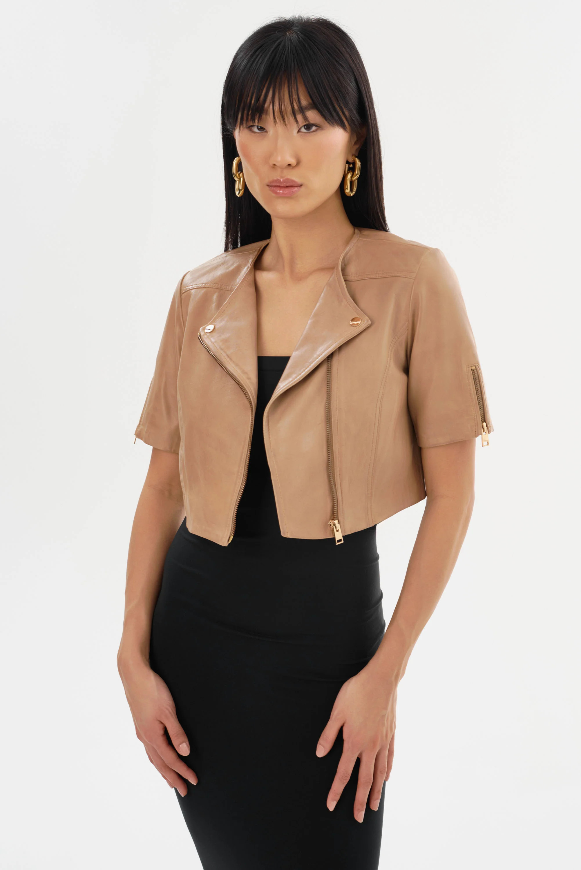KIRSI GOLD | Cropped Biker Jacket | LAMARQUE