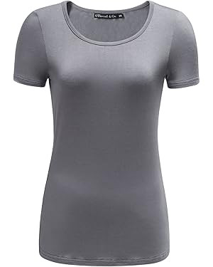 OThread & Co. Women's Short Sleeve T-Shirt Scoop Neck Basic Layer Stretchy Shirts | Amazon (US)