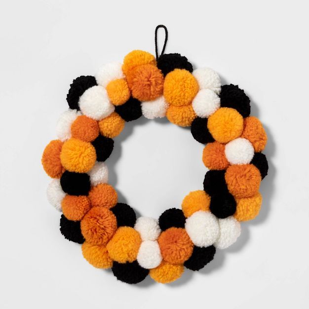 Falloween Pom Pom Halloween Wreath - Hyde & EEK! Boutique™ | Target