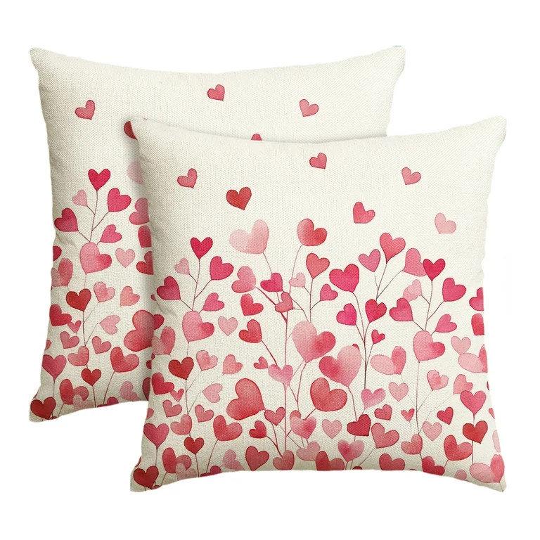 Sm:)e Love Hearts Valentines Day Throw Pillow Cover Set of 2, 18x18 Inch | Walmart (US)