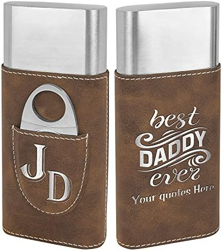 Personalized Cigar Case with Cutter, Custom Cigar Holder Engraved Monogram and Your Name/Text, Fa... | Amazon (US)