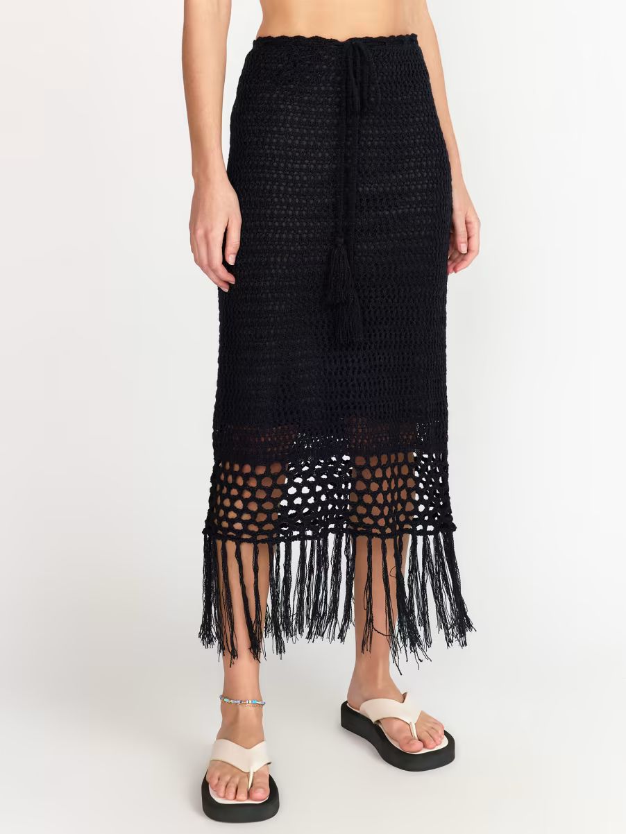 Crochet Tassel Knit Skirt - Mustard Seed | New York & Company