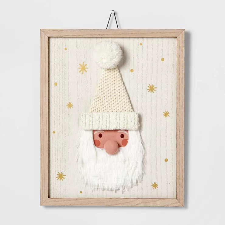13" Knit Santa with Wood Frame Wall Sign - Wondershop™ | Target