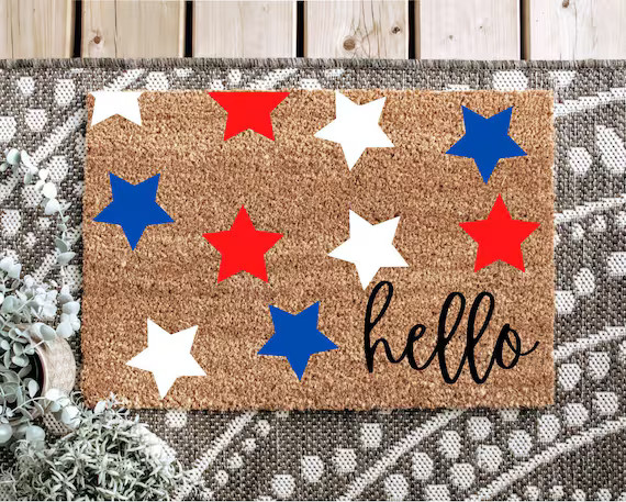 Star Welcome Doormat  4th of July Doormat  Memorial Day | Etsy | Etsy (US)