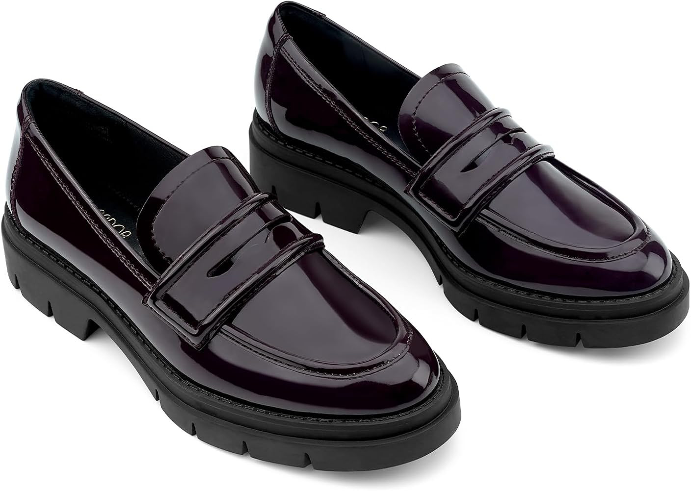 JENN ARDOR Women's Chunky Loafers Slip On Lug Sole Penny Loafer Comfort Casual Round Toe Mid Heel... | Amazon (US)