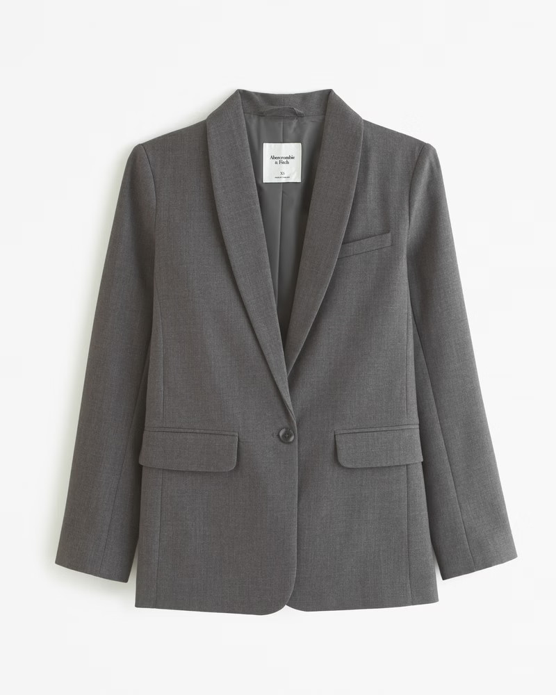 Abercrombie & Fitch Women's Midweight Classic Blazer in Dark Grey - Size M | Abercrombie & Fitch (US)
