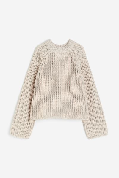 Oversized Rib-knit Sweater - Light beige - Ladies | H&M US | H&M (US + CA)