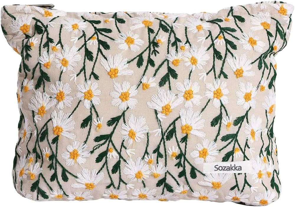 Makeup Bag for Women,Large Canvas Cosmetic Bags Travel Zipper Pouch Girls Washable Toiletry Bag O... | Amazon (CA)