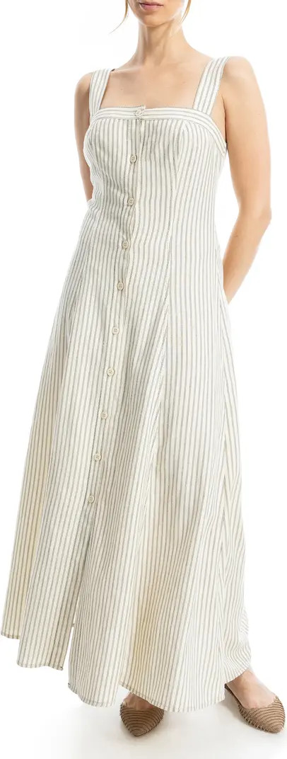 MAX STUDIO Stripe Wide Strap Button Front Maxi Dress | Nordstromrack | Nordstrom Rack
