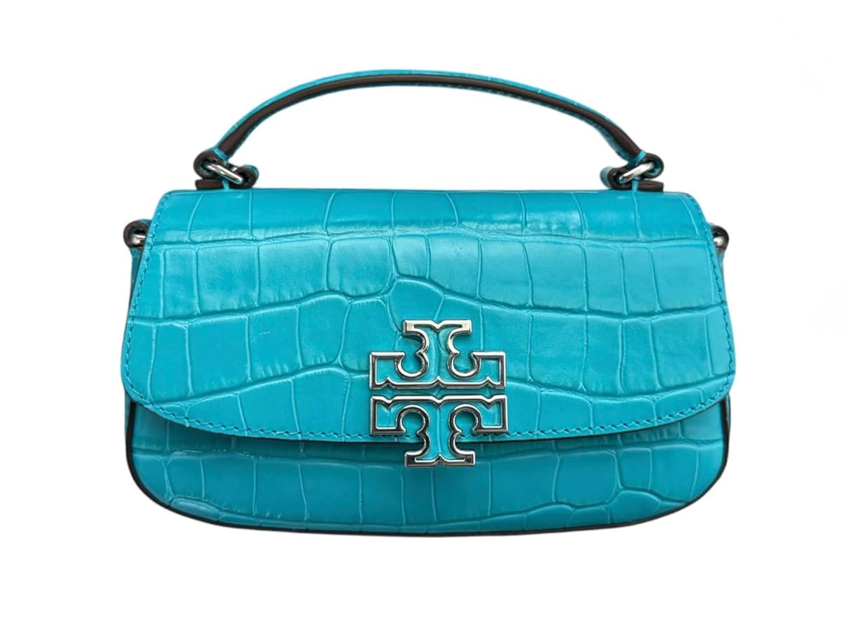 Tory Burch Britten Mini Top Handle Leather Crossbody Bag (Ocean Meadow) | Amazon (US)