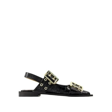 Ganni Female Feminine Buckle Ballerinas - Synthetic Leather - Black Black Sizes EU 34-50 2/3 | Walmart (US)