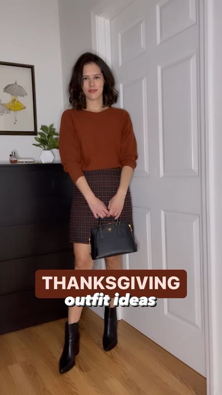 THANKSGIVING OUTFIT IDEAS 🦃

1️⃣ Classic: a plaid skirt and color-coordinating sweater
2️⃣ Cozy: a soft, off-the shoulder sweater paired with flared black jeans
3️⃣ Trendy: an academic-inspired, sweater vest dress (with a built-in white blouse)

Fall outfit inspo, fall trends, holiday style, fall outfit ideas, fall style, ankle boots 

#LTKstyletip #LTKHoliday #LTKSeasonal