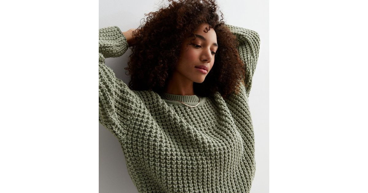 Olive Stitch Knit Crew Neck Jumper | New Look | New Look (UK)