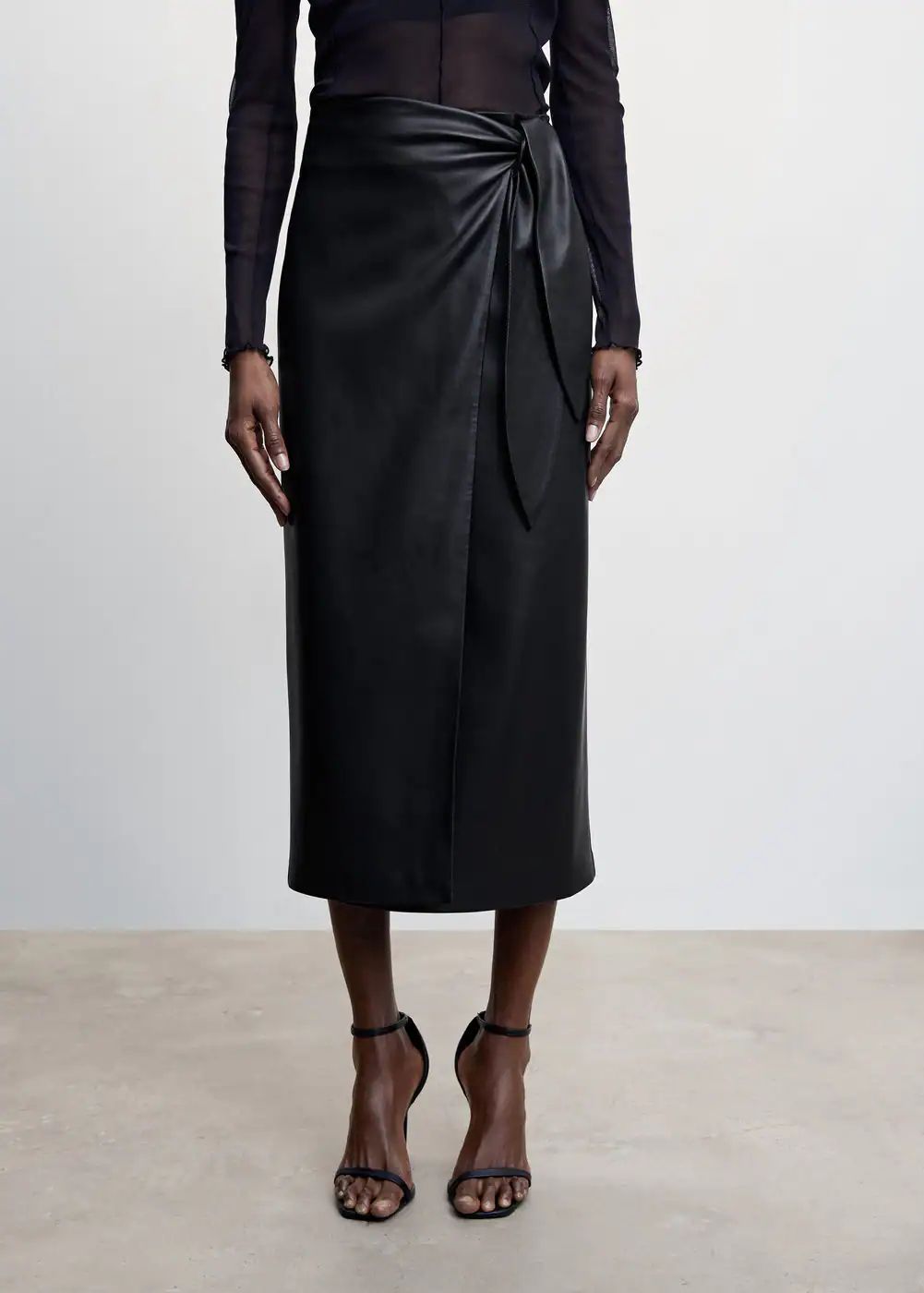 Leather effect cross skirt -  Women | Mango USA | MANGO (US)