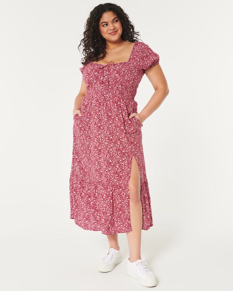 Hollister Sofia Side-Smocked Midi Dress | Hollister (US)