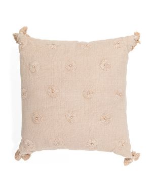 20x20 Hand Knotted Washed Embroidered Pillow | TJ Maxx